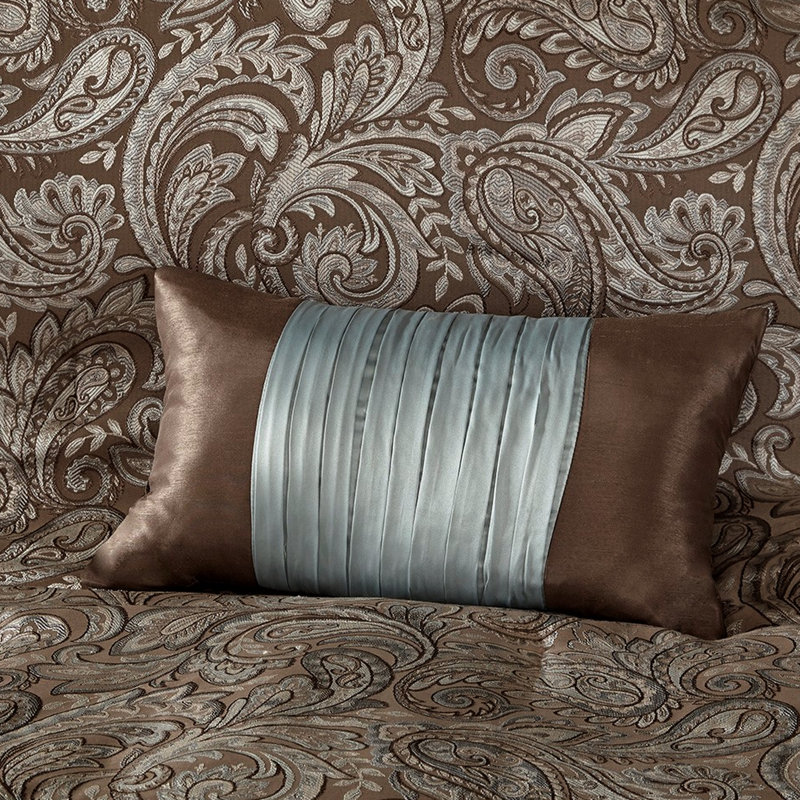 Housse de couette pour très grand / très grand lit - Design élégant platine et brun, bleu doux