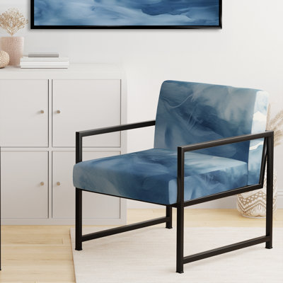 Chaise d'appoint rembourrée abstraite bleue et blanche