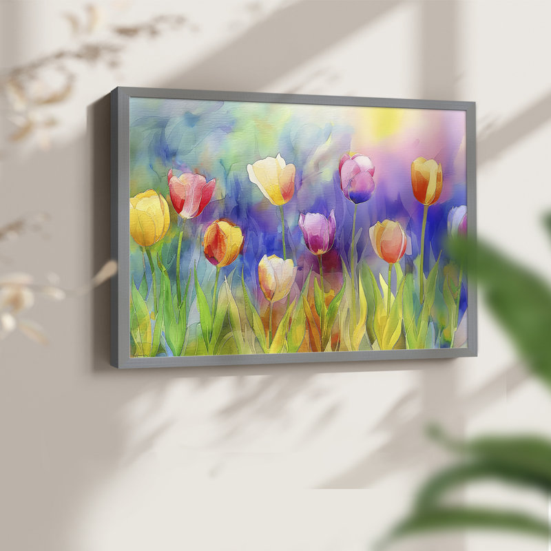 Floral Series-XCIII -Framed Print - Restickable, Gris, H 16 po x l 20 po