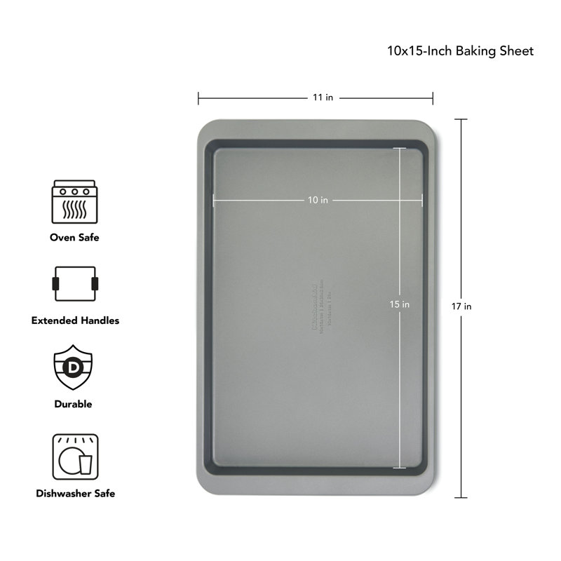 10X15in Nonstick Aluminized Steel Baking Sheet, Blue Velvet, Gray