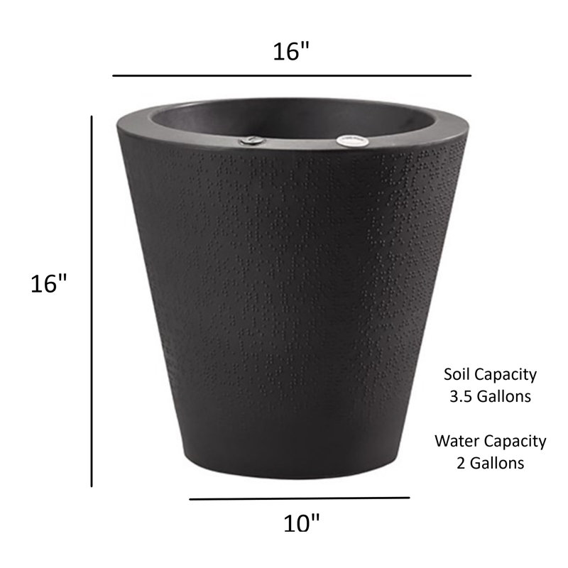 Self-Watering Dot TruDrop Plastic Pot Planter, 20" H x 20" W x 20" D, Light Gray