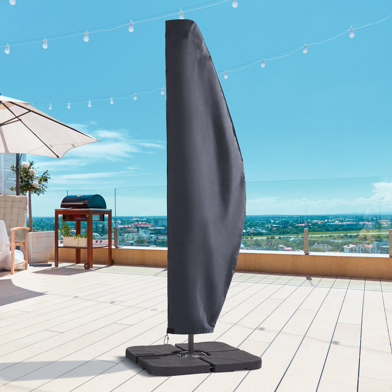 Umbrella Cover, Patio Parasol Waterproof Umbrella Covers With Zipper for 9–11ft Outdoor Cantilever Hanging Umbrellas, Gray