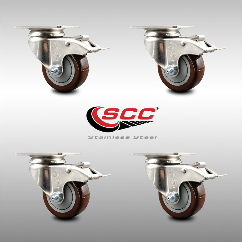 Polyurethane Casters, Maroon