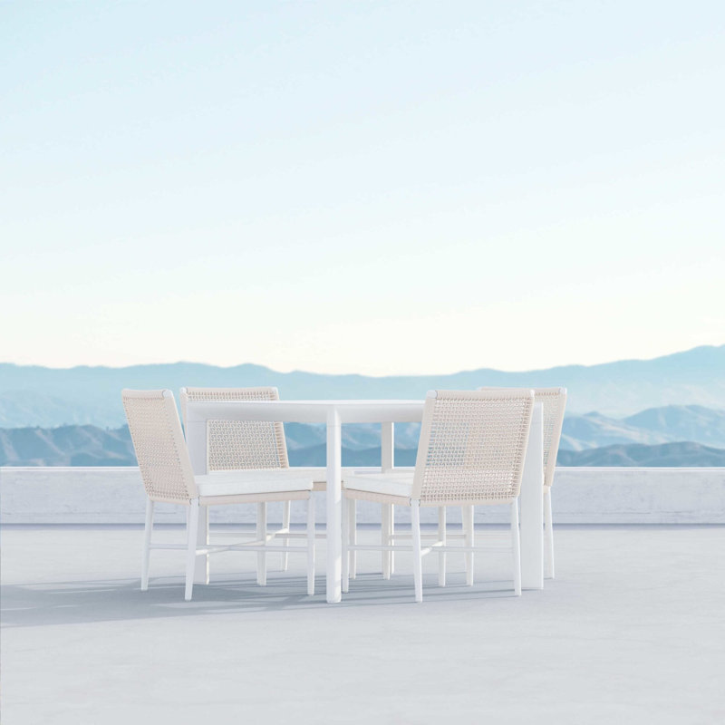Porto Power Coated Aluminum Dining Table, Matte White