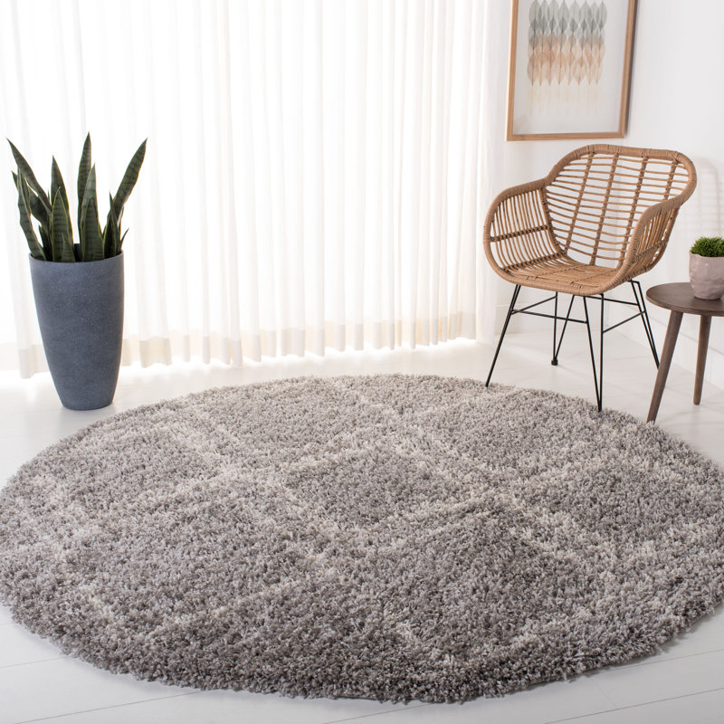 Brookport Pro Lux Shag 400 Performance Geometric Rug, Round 6'7"