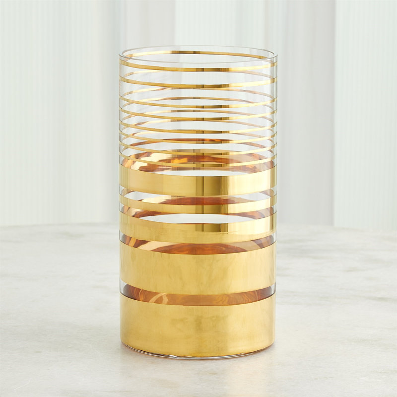 Shimmering Handmade Glass Table Vase, 13" H x 7" W x 7" D