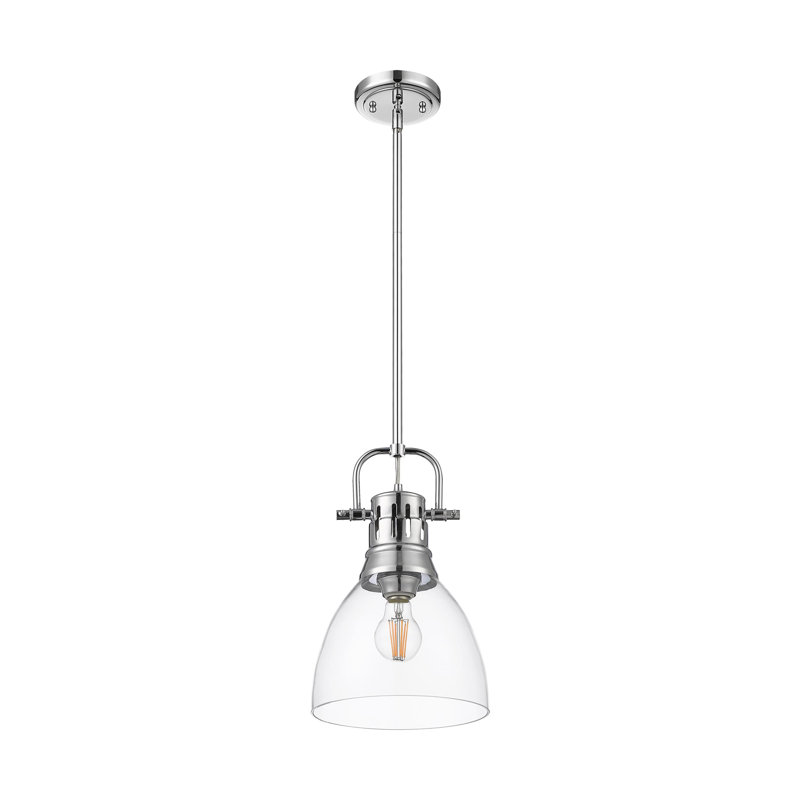 Petit luminaire suspendu Iftimie avec tige en verre transparent, Chrome