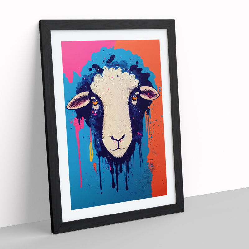 Splashed Sheep No.1 - Framed Print, Black Framed, 64cm H x 46cm W x 2cm D