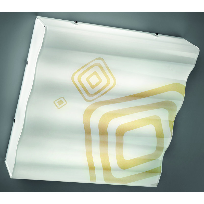 Ola Glass Flush Mount, 10 cm H x 56 cm W x 56 cm D, Amber, 4 x E27 42W