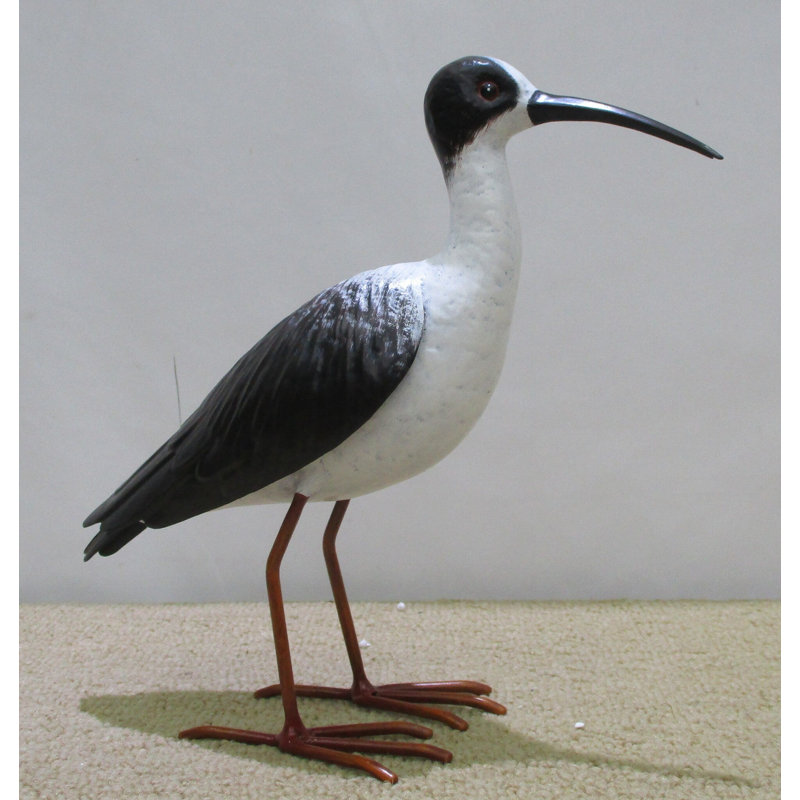 Sculpture de jardin oiseau d'eau noir et blanc