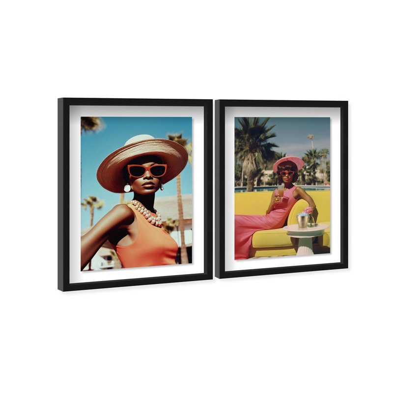 Stylish Spring Lady Set od 2 Shadowbox by Oliver Gal, Black, 31.5" H x 21.5" W