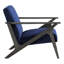 Retro Velvet Accent Chair, Solid Wood Frame, Navy Fabric, Antique Gray, 22" Seat Depth, 16" Height Upholstered Wood, Gray Finish, Modern Home Interior
