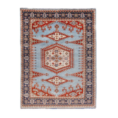 10X14 Serpai Viss Hand-Knotted Light-Blue Area Rug