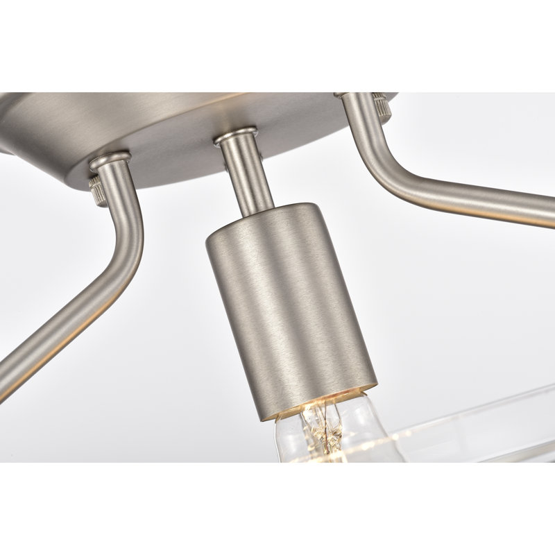 Campa Glass Semi Flush Mount, Matte Satin Nickel