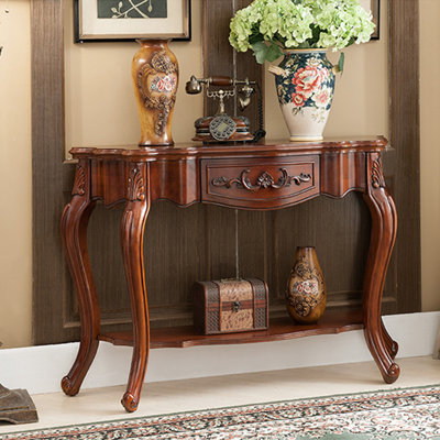 Console en bois de bouleau rétro avec tiroir et tablette inférieure Retro