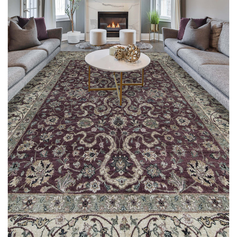 Mountain King Wool Oriental Area Rug in Rust/Ivory/Green