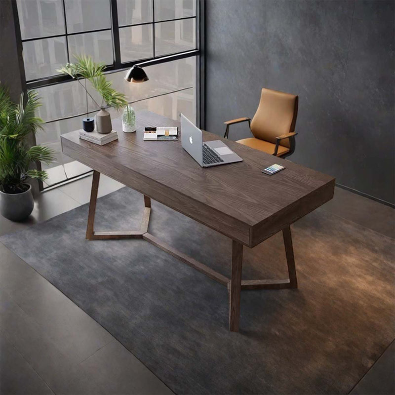 Bureau d'ordinateur en bois massif, H 29,5 po x l 55,12 po x P 23,62 po