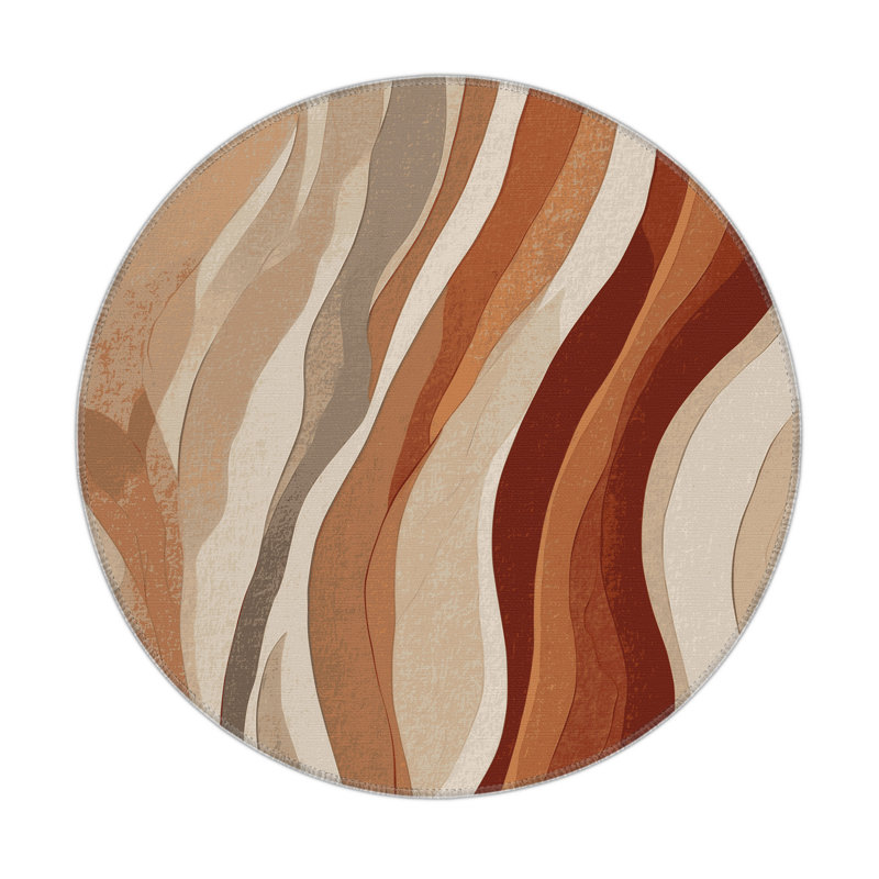 Amber Tides Indoor And Outdoor Area Rug, Round 5'