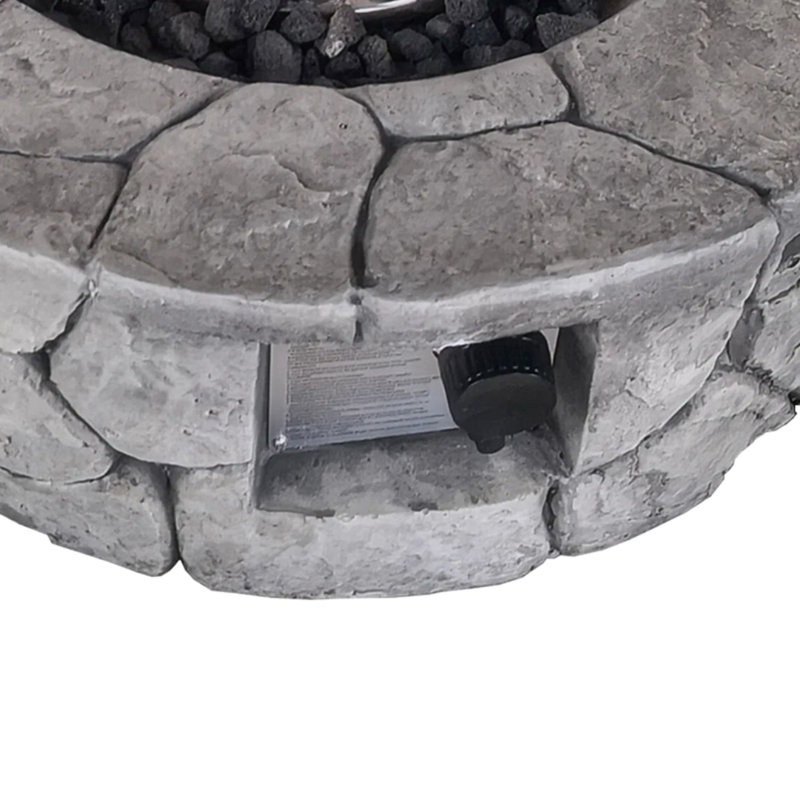 28x28x9 Inch Outdoor Propane Fire Pit Fiber Reinforced Concrete Gray Firepit