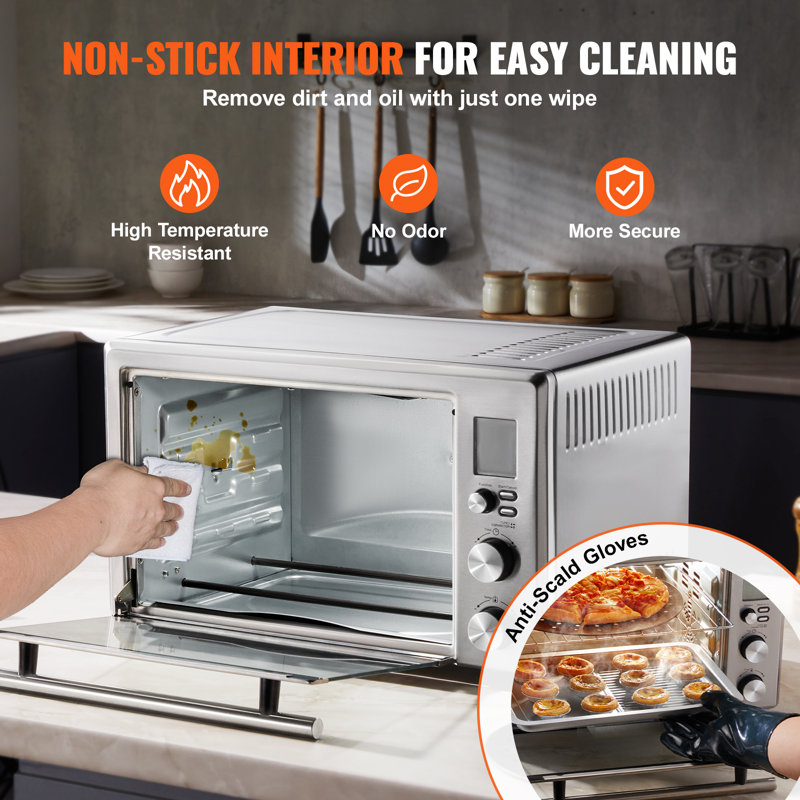 Silver Digital 6-Slice Countertop Convection Oven with Rotisserie
