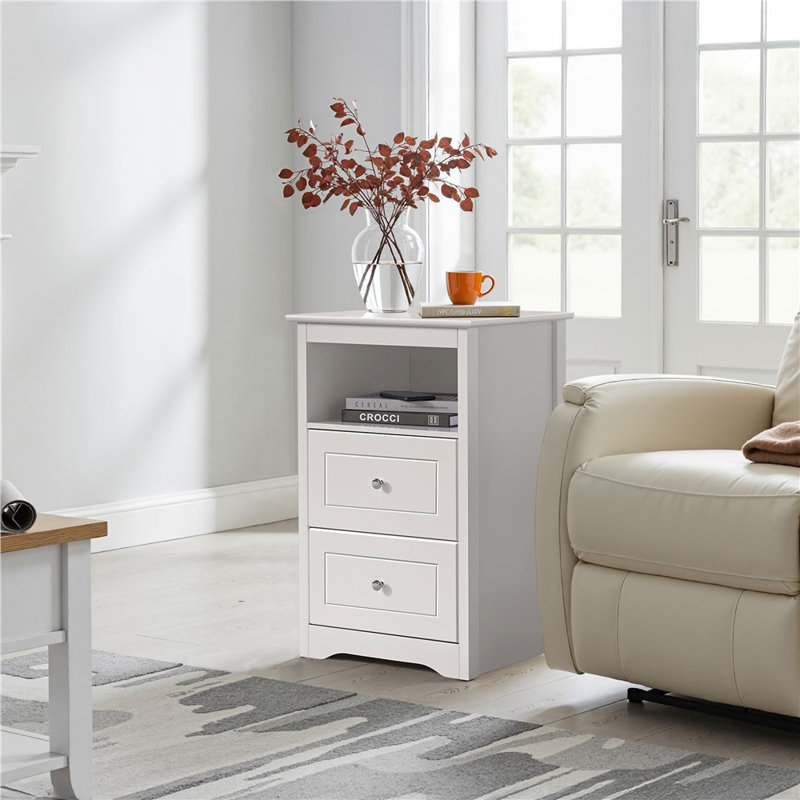 Table de chevet avec tiroir Modern, Blanc
