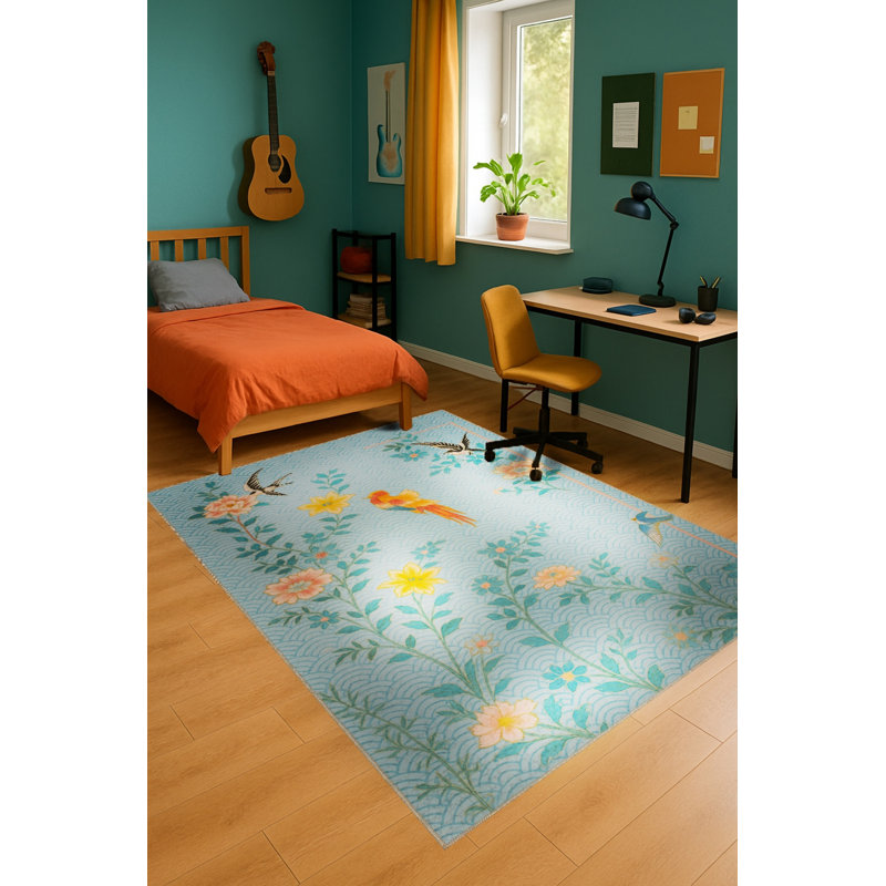 Tapis orange tissé lavable Mosso, 2'6" x 4'11"