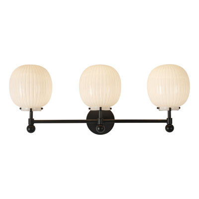 Luminaire de meuble-lavabo noir mat 29 po avec verre opale nervuré Cherise Cherise