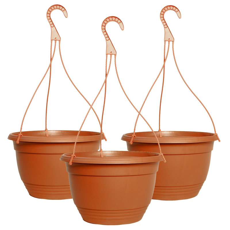 Panier suspendu 12 pouces en plastique couleur terre cuite (paquet de 3)