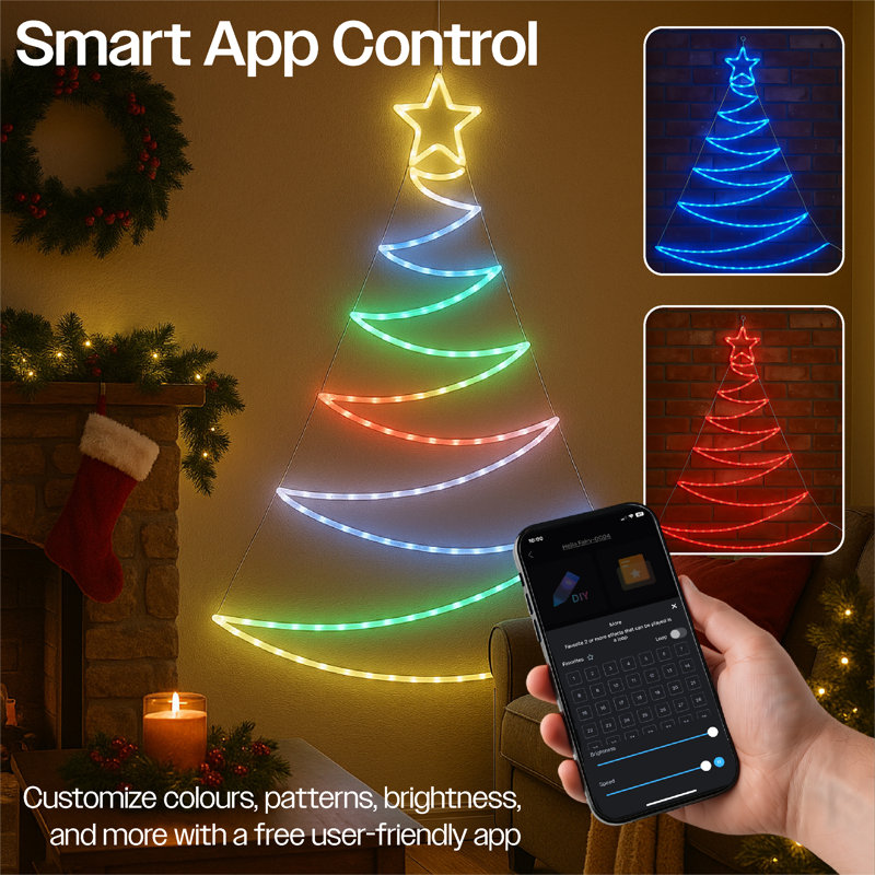 LED Indoor / Outdoor String Lights, 100cm H x 130cm L x 3cm D
