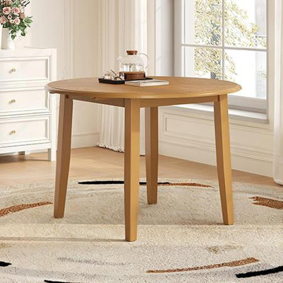 Table de salle à manger extensible ronde pour 2 à 4 personnes, table de salle à manger pliante en bois avec taille réglable, conception peu encombrante pour les petits appartements et les salles à manger - Brun clair