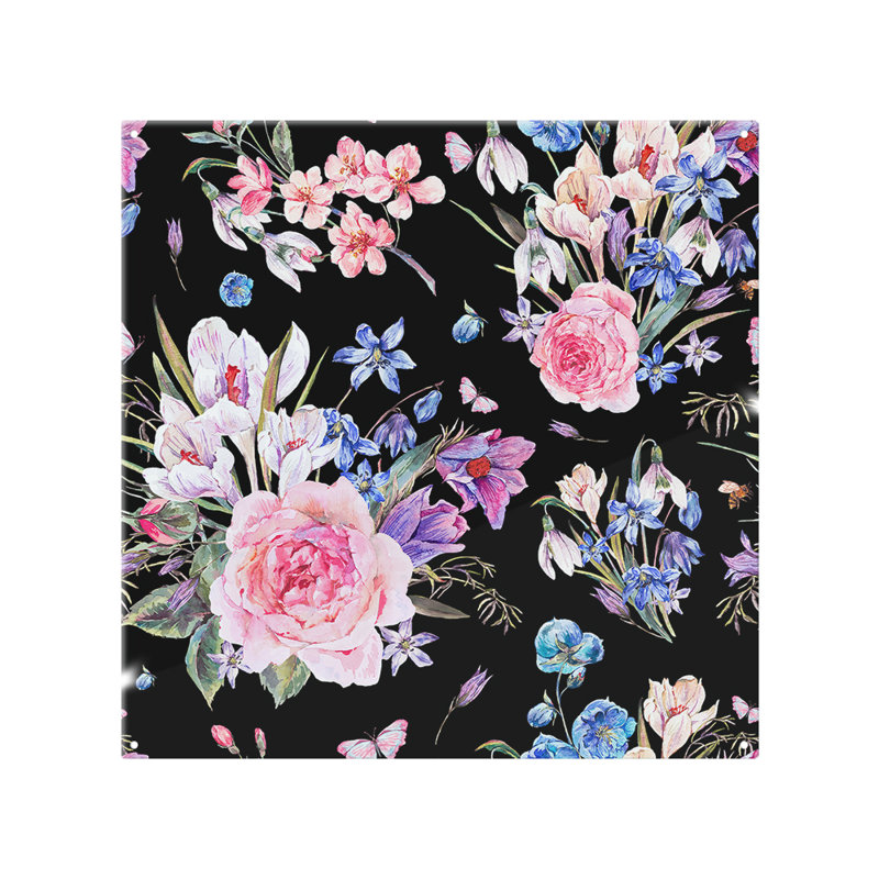 Bright Flowers On Splash Back, 70cm L x 50cm W
