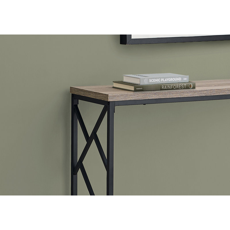 Bureau d'appoint en stratifié taupe - Idéal pour la chambre, le salon et l'entrée - Style contemporain - Plateau et structure en métal