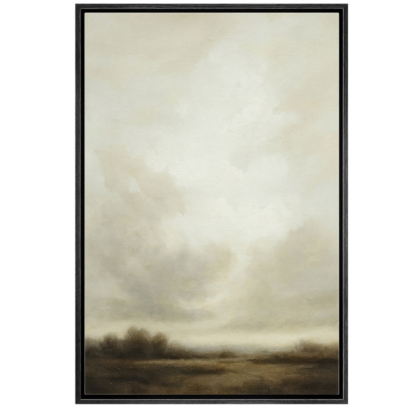 «Minimal Neutral Horizon Landscape with Soft Clouds», reproduction d'art sur toile encadrée, H 24 po x l 16 po x P 1,5 po
