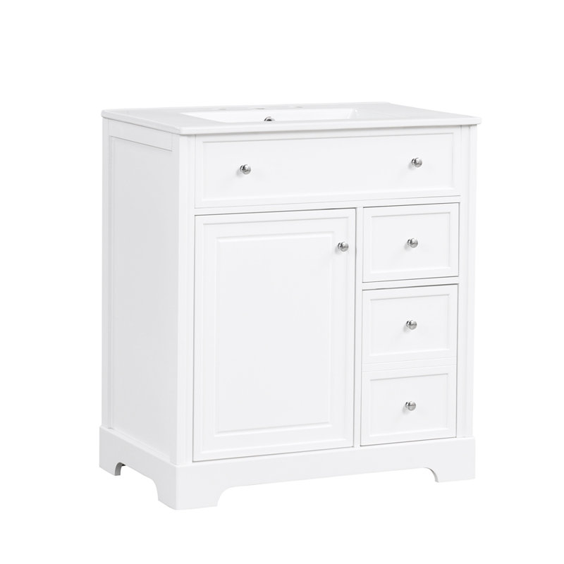 Meuble-lavabo 30 po avec comptoir d'évier, meuble-lavabo, Blanc