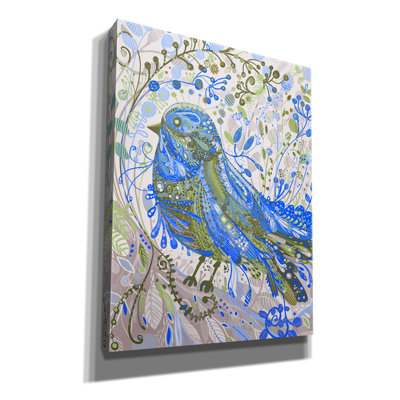 «Blue Bird2» par Noemi Ibarz, art mural sur toile, 40 po x 54 po