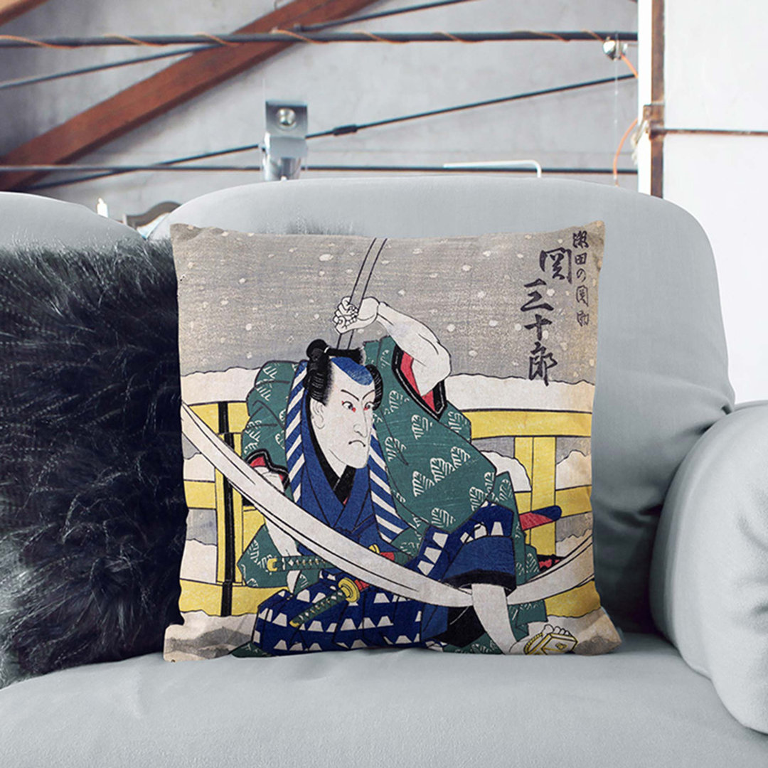 Battle in the Snow by Utagawa Kunisada Cushion with Filling