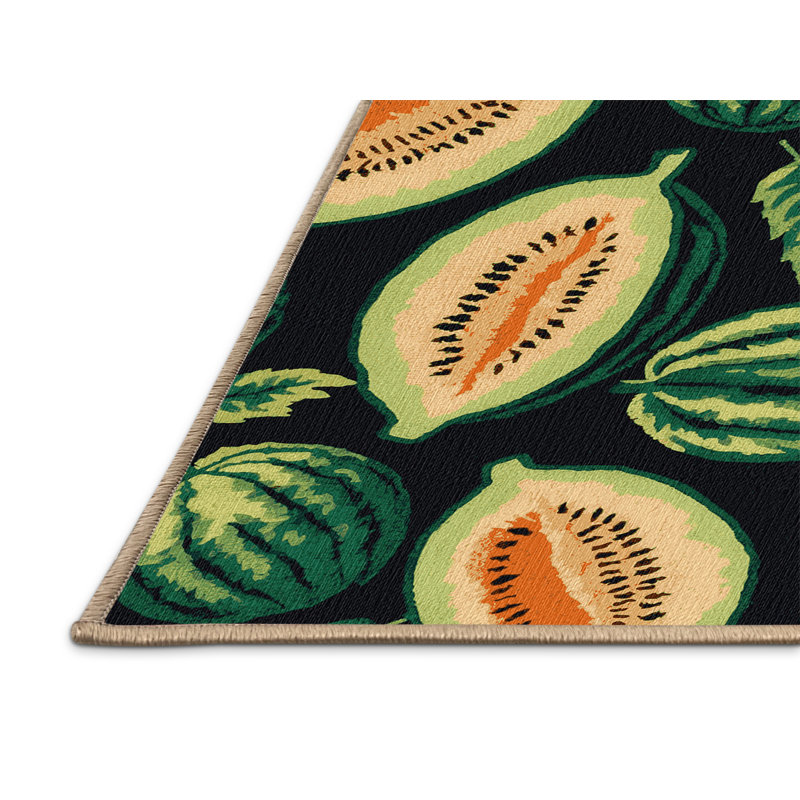  Tapis lavable aux fruits melon Galia, Carré 3 pi