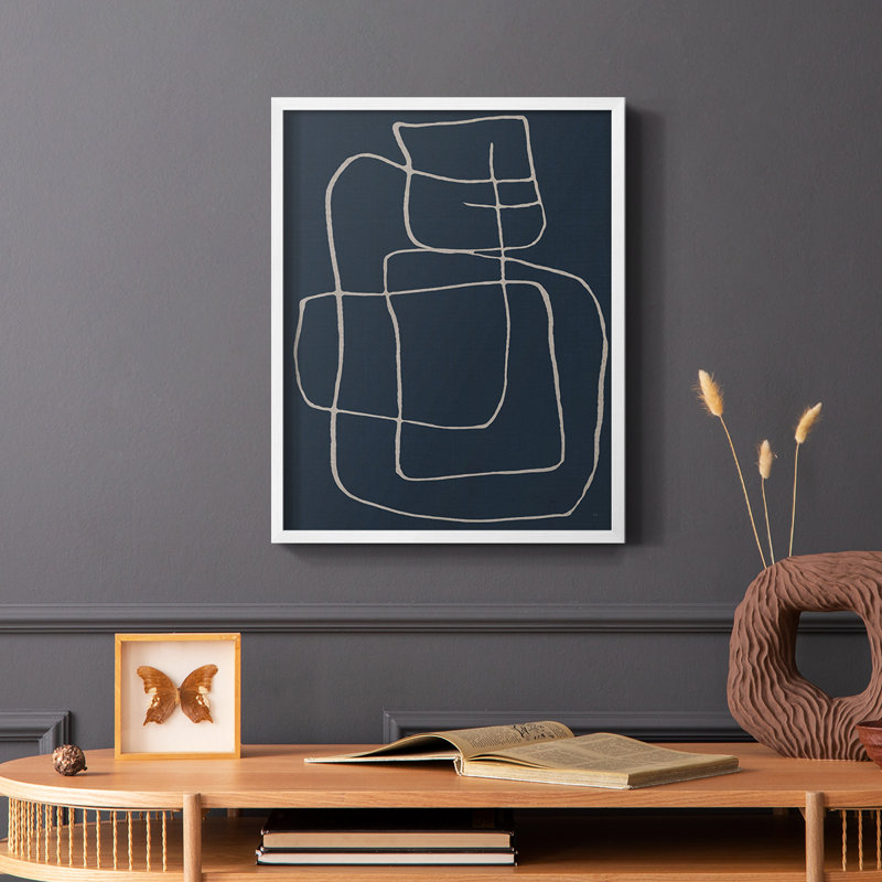 Shapes and Night Sky II, reproduction encadrée - bois massif, Cadre simple blanc, H 14 po x l 11 po