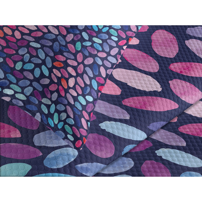 King Size Multicolor Quilted Bedspread Set with Pillow Shams