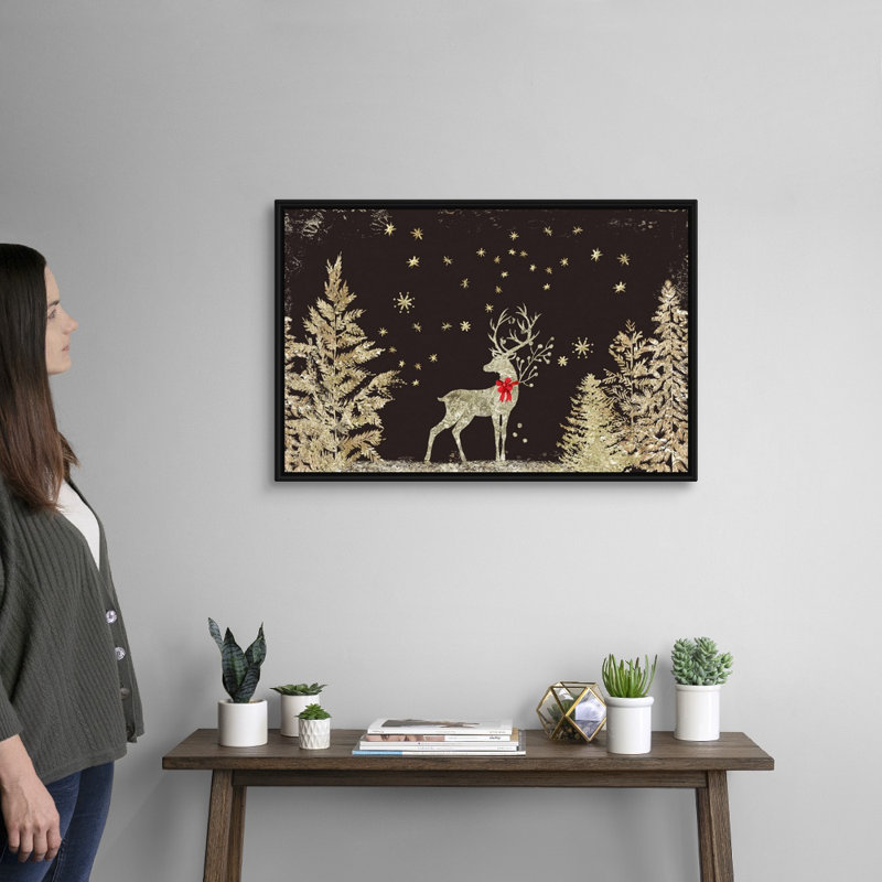 Prancer at Night - Peinture sur toile, H 22 po x l 32 po x P 1,75po, Cadre noir