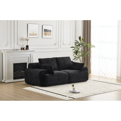 Canapé 2 places pour animaux de compagnie, en velours côtelé, avec mousse à mémoire de forme, extra profond, personnalisable, sans assemblage, idéal pour les salles de jeux, noir, convient à de multiples espaces.