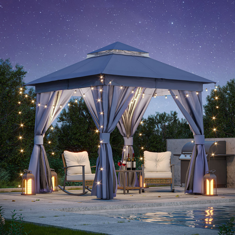 Steel Patio Gazebo, Navy Blue