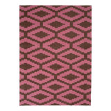 Pink & Brown Geometric Cotton Rug - 10' x 14'2