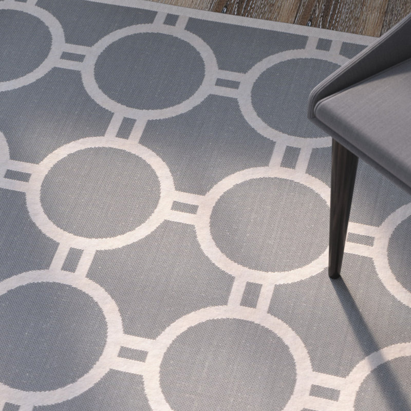 Arneshia Geometric Anthracite/Beige Area Rug, Rectangle 9' x 12'
