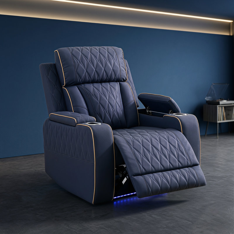Fauteuil inclinable de cinéma maison 36 po électrique | Canapé inclinable en cuir synthétique avec porte-gobelets et lumières DEL