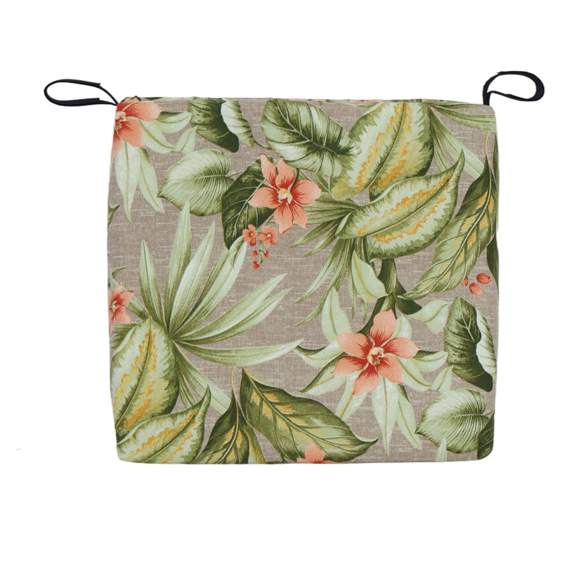Square Outdoor Chair Cushions (Set Of 2), 20" W x 19" D, Tan/Pink/Tahiti Sunrise Floral