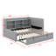 Lit de jour rembourré avec lit gigogne, tablettes de rangement, port USB et prise de courant-402321790