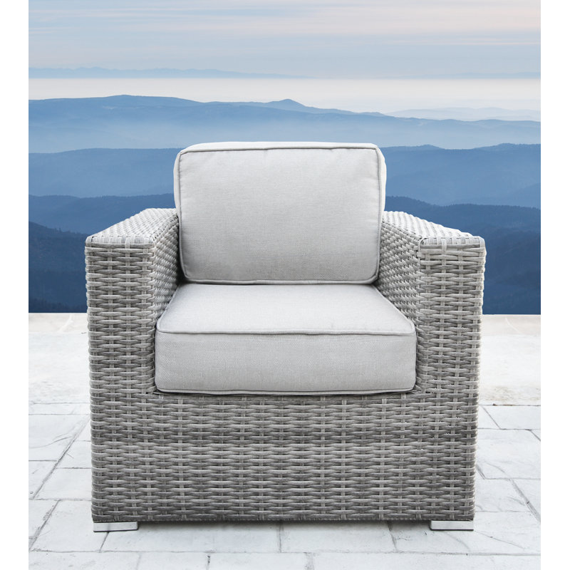 Commodore Wicker Fully Assembled 2 - Person Seating Group with Cushions, Taupe, Mixed Gray
