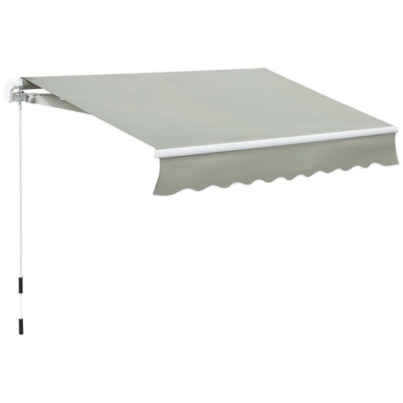 Outsunny 8' x 7' Patio Retractable Awning, Manual Exterior Sun Shade Deck Window Cover, Gray