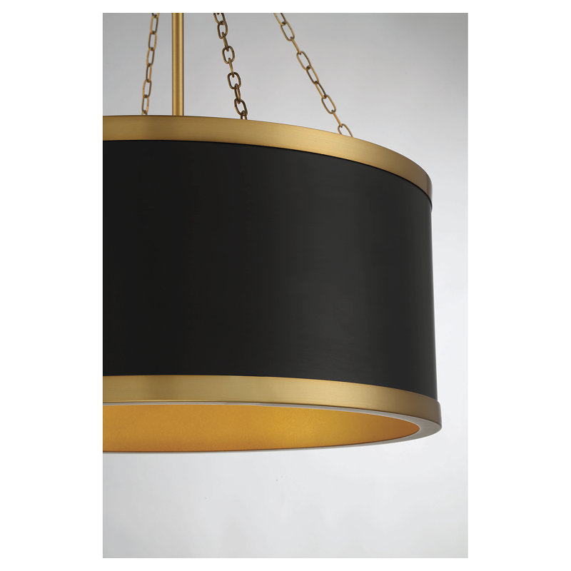 Lustre tambour à intensité variable 6 lumières Braselton, Laiton, Noir